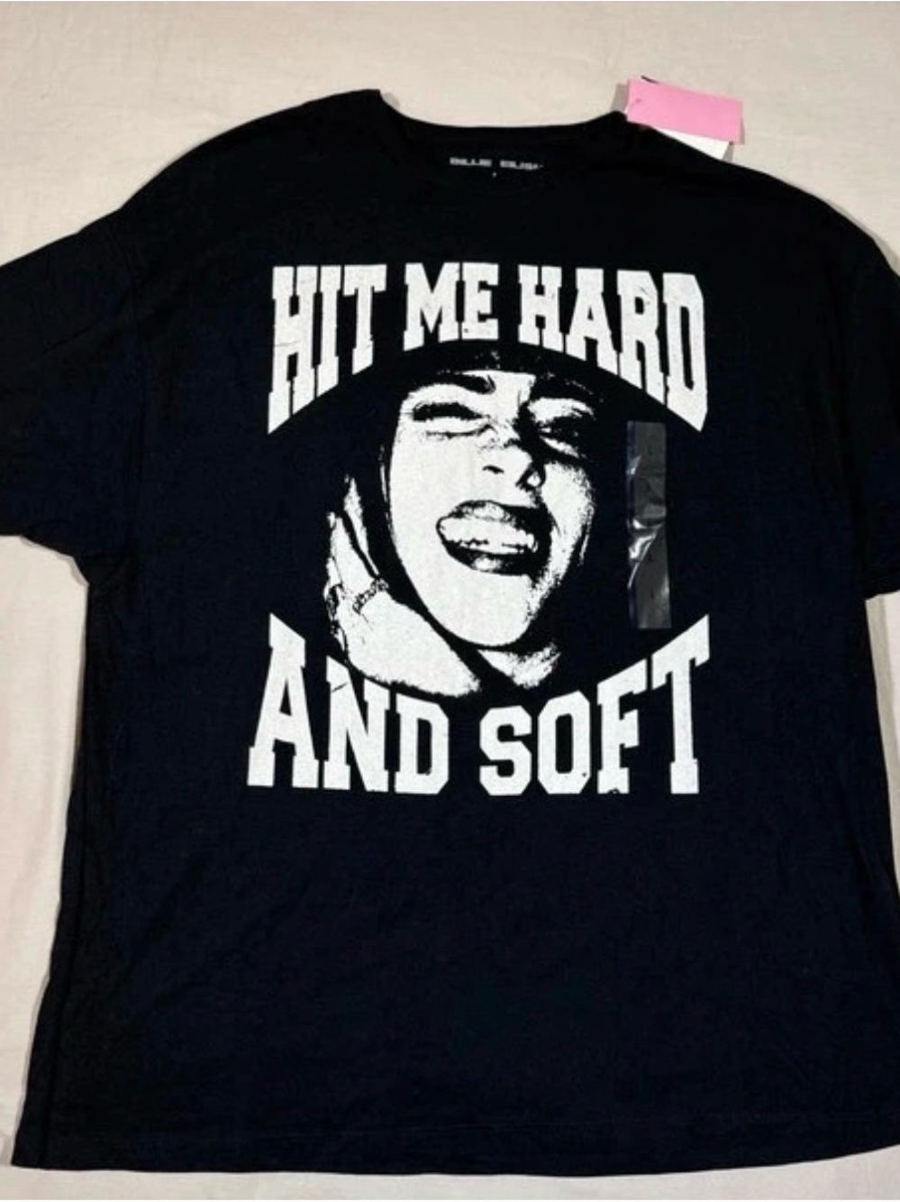 Black Billie Eilish Graphic Tee - 'Hit Me Hard And Soft'